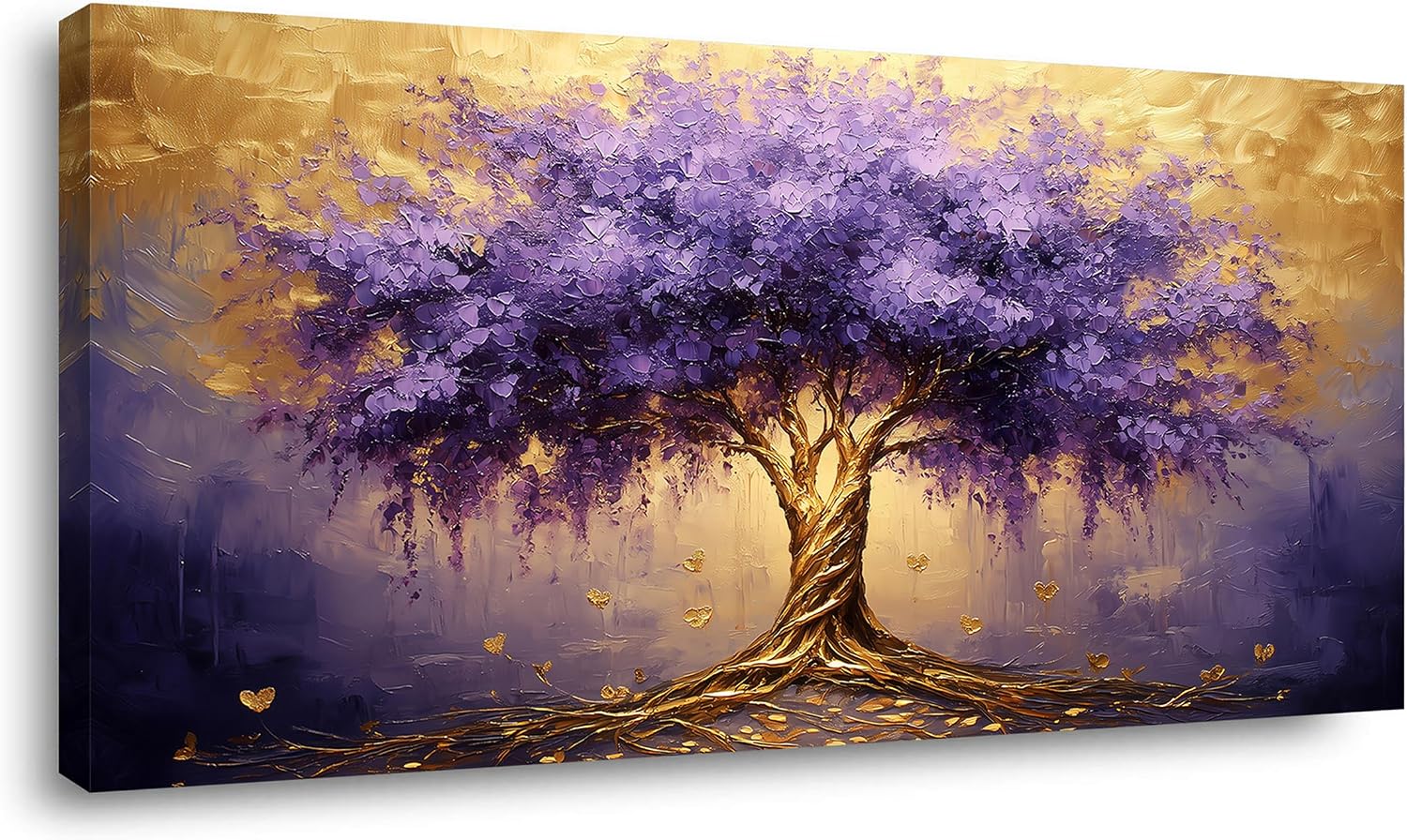 Calming Tree of Life Wall Art for Living Room Office Purple Brown Canvas Painting Prints Large Nature Plant Artwork Home Family Bedroom Decor (28x58 Inches)
