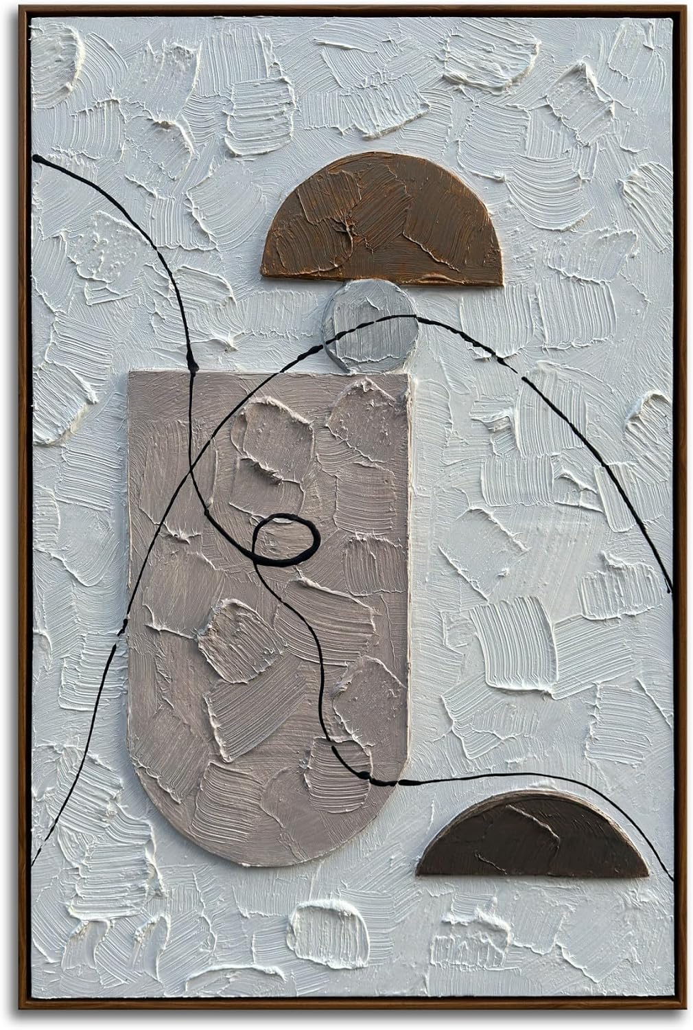 Hand Painted Modern Relief Painting, Framed Artwork, Plaster Wall Art, 3D Textured Oil Paintings on Canvas