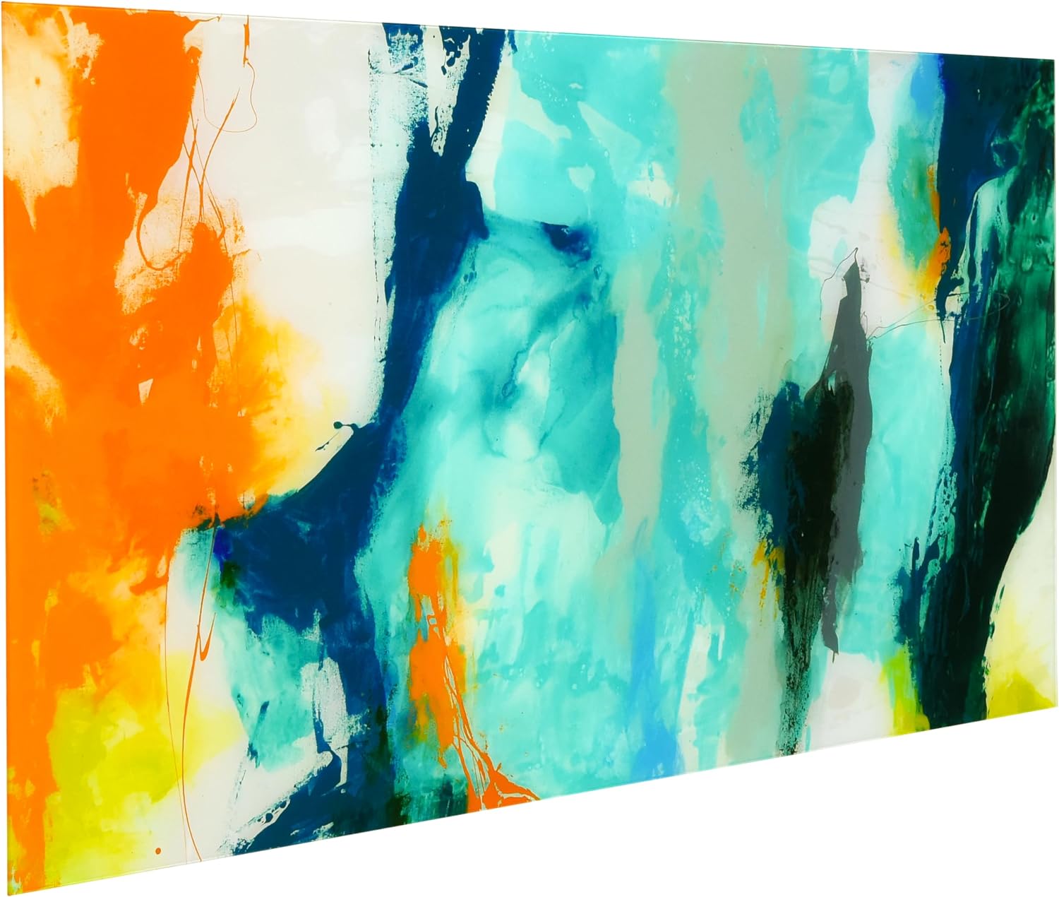 Empire Art Direct Tidal Abstract 2 Frameless Free Floating Tempered Glass Panel Graphic Wall Art, 48' x 24' x 0.2', Ready to Hang