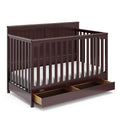 Graco Hadley 5-in-1 Convertible Crib with Drawer – GREENGUARD Gold Certified, Fits Standard Crib Mattress, Converts to Toddler Bed, Daybed and Full Bed, 4 Adjustable Mattress Heights (Espresso)
