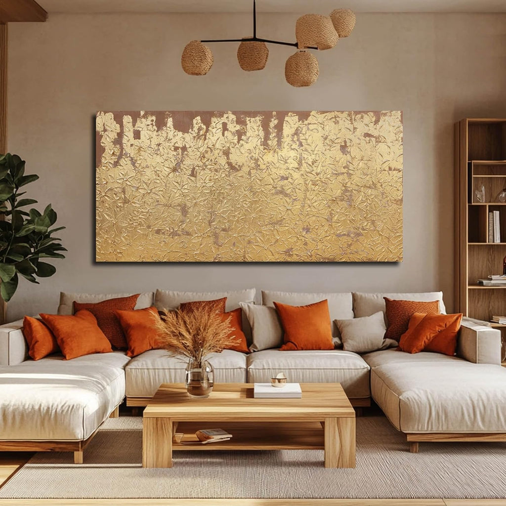 VAYIMDH Abstract Canvas Wall Art Gold Wall Painting Contemporary Home Wall Decor 29'x58' Large Artwork for Living Room Office Decor