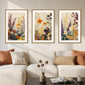 Aurlan Large Retro Boho Vibrant Floral Framed Canvas Wall Art Set,Earthy Abstract Tropical Wildflower Wall Decor,Modern Terracotta Botanical Artwork for Living Room,Bedroom,Farmhouse-24 x36 x3