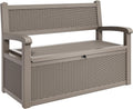 YITAHOME 80 Gallon Storage Bench Deck Box, Lockable Patio Bench, Waterproof Outdoor Pool Deck Storage for Patio Cushions, Garden Tools and Pool Supplies, Light Brown
