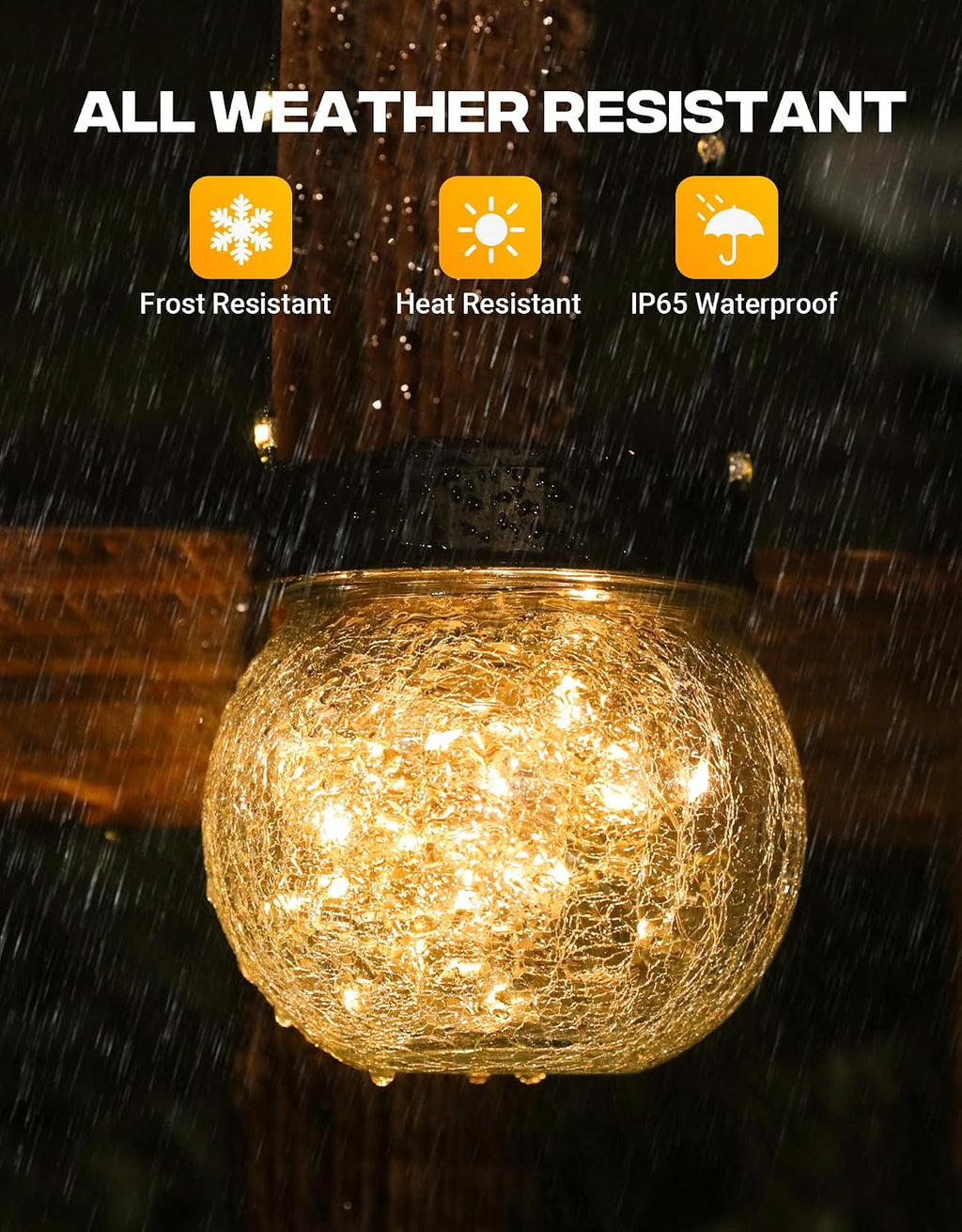 PARTPHONER Solar Lanterns Solar Lights Outdoor Waterproof 18-Pack, Solar Powered Hanging Lights Cracked Glass Hanging Globes for Christmas Decoration, Shepherd Hook, Garden Tree Ornaments