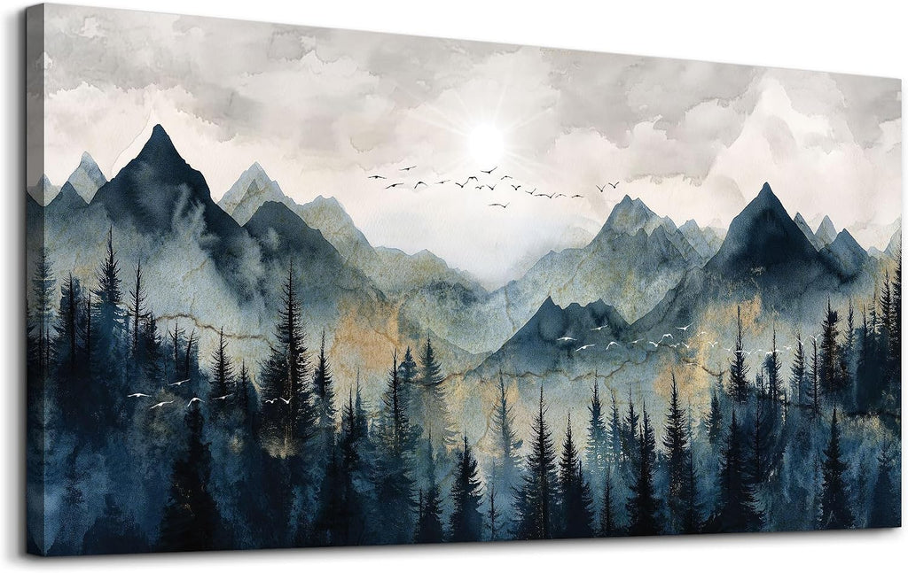 ERQINHUA Canvas Wall Decor For Bedroom Large Wall Art For Living Room Modern Office Decorations Abstract Watercolour Painting Mountain Landscape Wall Pictures Printed Artworks Home Decor 30'X60'