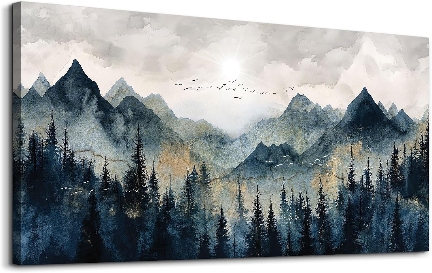 ERQINHUA Canvas Wall Decor For Bedroom Large Wall Art For Living Room Modern Office Decorations Abstract Watercolour Painting Mountain Landscape Wall Pictures Printed Artworks Home Decor 30'X60'
