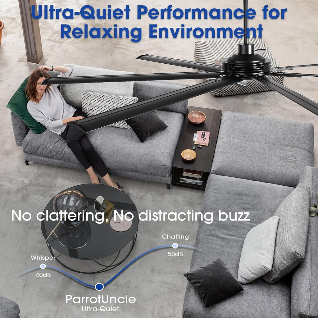 120 Inch Ceiling Fans with Lights and Remote, Industrial Black Large Ceiling Fan with LED Light, High CFM Reversible DC Motor Ceiling Fan for Shop Warehouse Gym Living Room, Dimmable & 3CCT