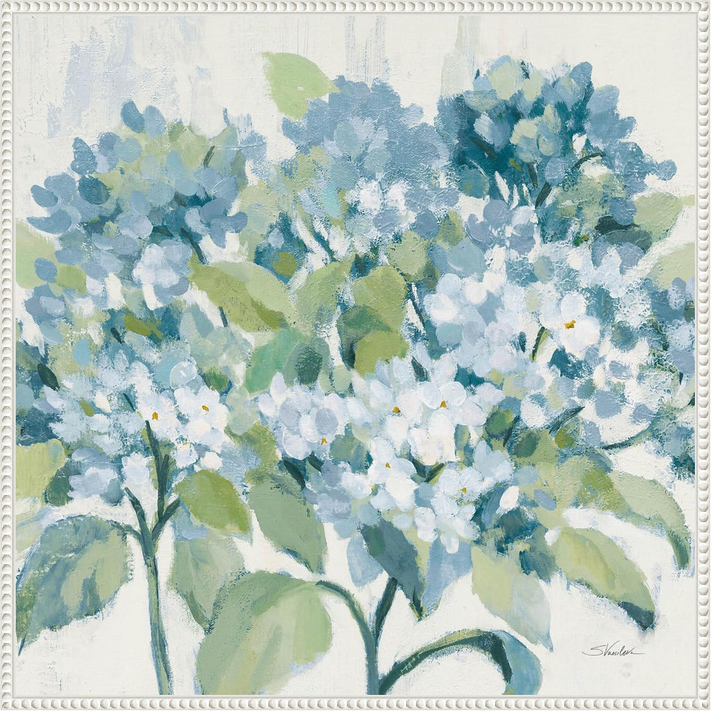 Amanti Art Framed Canvas Wall Art 30x30 Romantic Hydrangeas Blue by Silvia Vassileva, Framed Wall Art Canvas, Flowers Artwork, Traditional Decor, Large Poster Painting for Living Room, Bedroom,