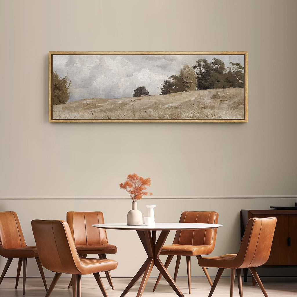 SIGNFORD Large Framed Canvas Print Wall Art Rustic Countryside Landscape Illustrations Modern Art Calm Warm for Living Room, Bedroom, Office - 60'x20'