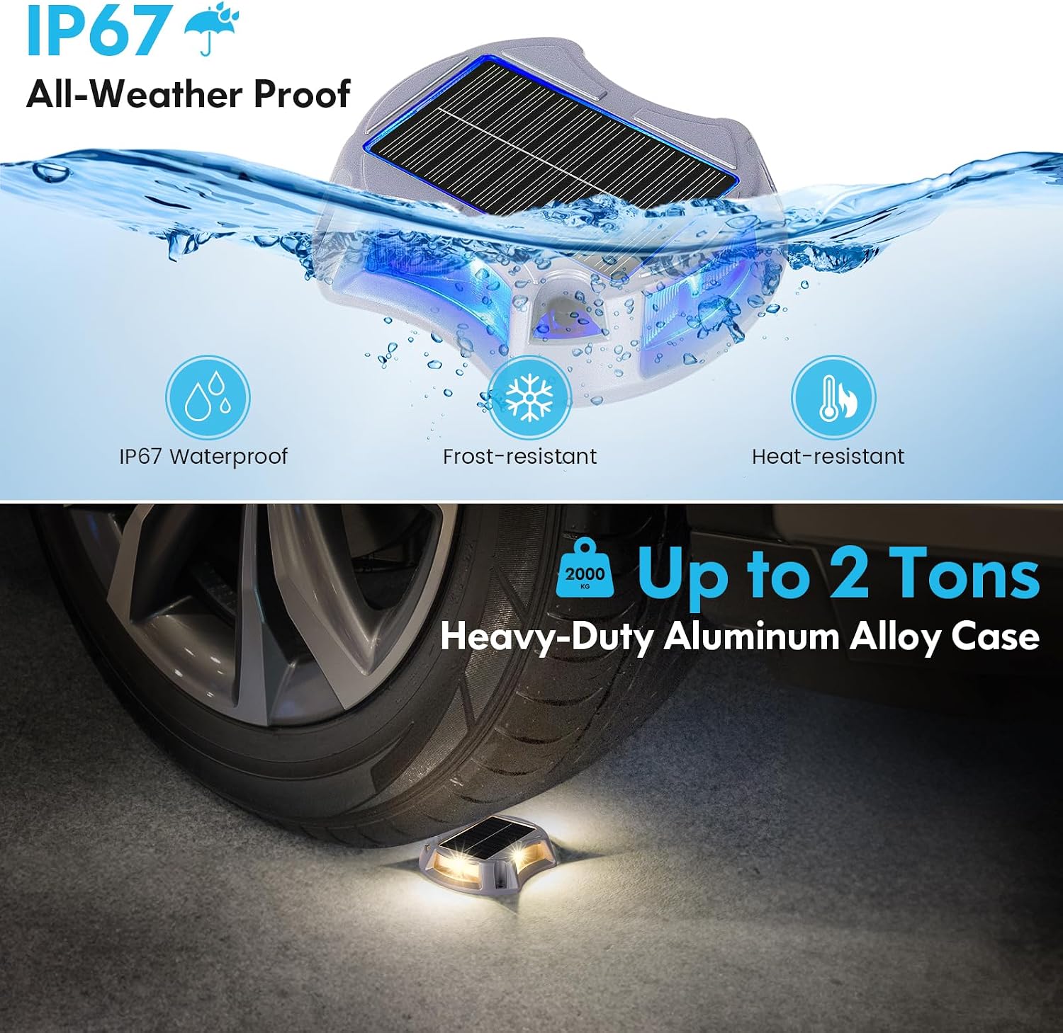 Bosceos Solar Driveway Lights Outdoor 16-Pack, Solar Deck Lights RGB Color Modes Dock Light Waterproof Driveway Markers Step Light for Sidewalk Stair Garden Pathway Walkway Yard