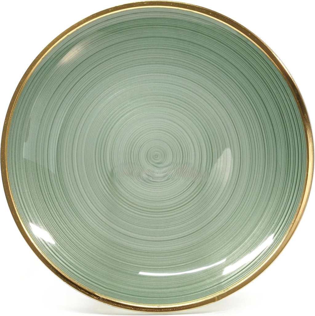 ' OCCASIONS ' 960pcs set (120 Guests)-Wedding Party Disposable Plastic Plate Set -120 x 10'' + 120 x 7'' + Silverware + Cups + Napkins (Belize in Green & Gold)