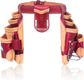 FUERI Leather Tool Belt for Men, 16 Pocket Pro Framing Combo Comes with Heavy Duty Tools Pouches, Triple Hammer holder, Adjustable Padded Belt, and 4 Suspender Loops for Electrician and carpenter's