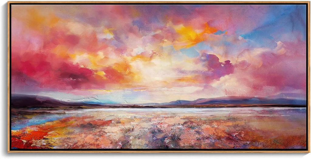 DVQ ART Canvas Wall Art for Living Room Large Size - Coastal Sunset Canvas Prints - Beach Wall Art for Home Decor, Ocean Scenery Picture, Framed Seascape Poster 24'x48' for Bedroom Bathroom Decor