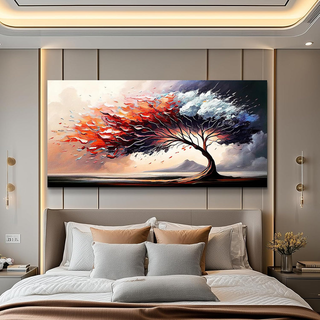 MHARTK66 Wall Decorations For Living Room Large Canvas Wall Art For Bedroom Office Decor Tree Landscape Abstract Wall Paintings Framed Prints Pictures Artwork Modern Hotel Room Home Decor 30x60 In