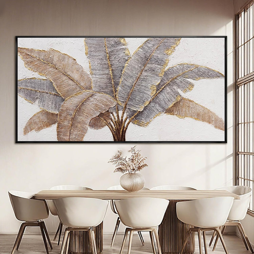 CHUDANHAO Plant Canvas Wall Art Contemporary Wall Decor Gold Pictures Textured Home Decorations 29'x58' Canvas Art for Living Room Kitchen