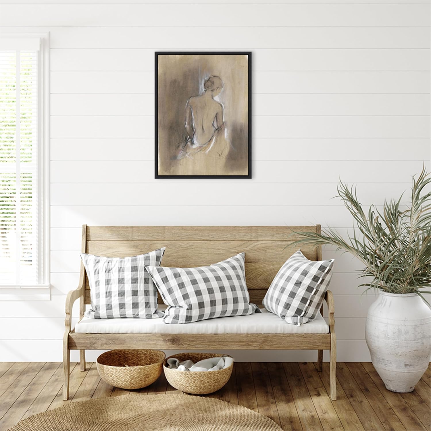 Amanti Art Framed Canvas Wall Art 30x23 Embellished Contemporary Figure II by Ethan Harper, Framed Wall Art Canvas, People Artwork, Modern Decor, Large Poster Painting for Living Room, Bedroom,