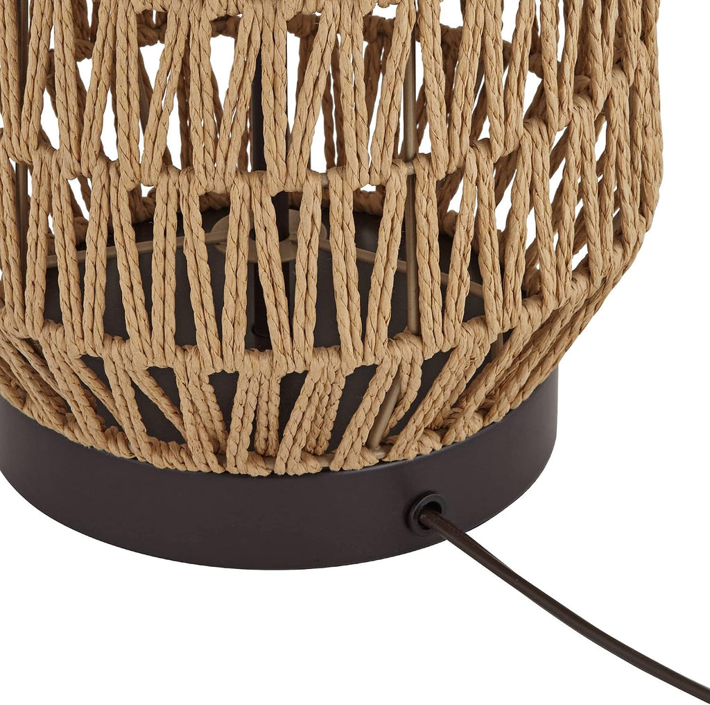 360 Lighting San Carlos 29' Tall Farmhouse Rustic Natural Cottage Core End Table Lamps Set of 2 Rattan Wicker Fabric Oatmeal Shade Living Room Bedroom Bedside Nightstand House Office Home Kitchen