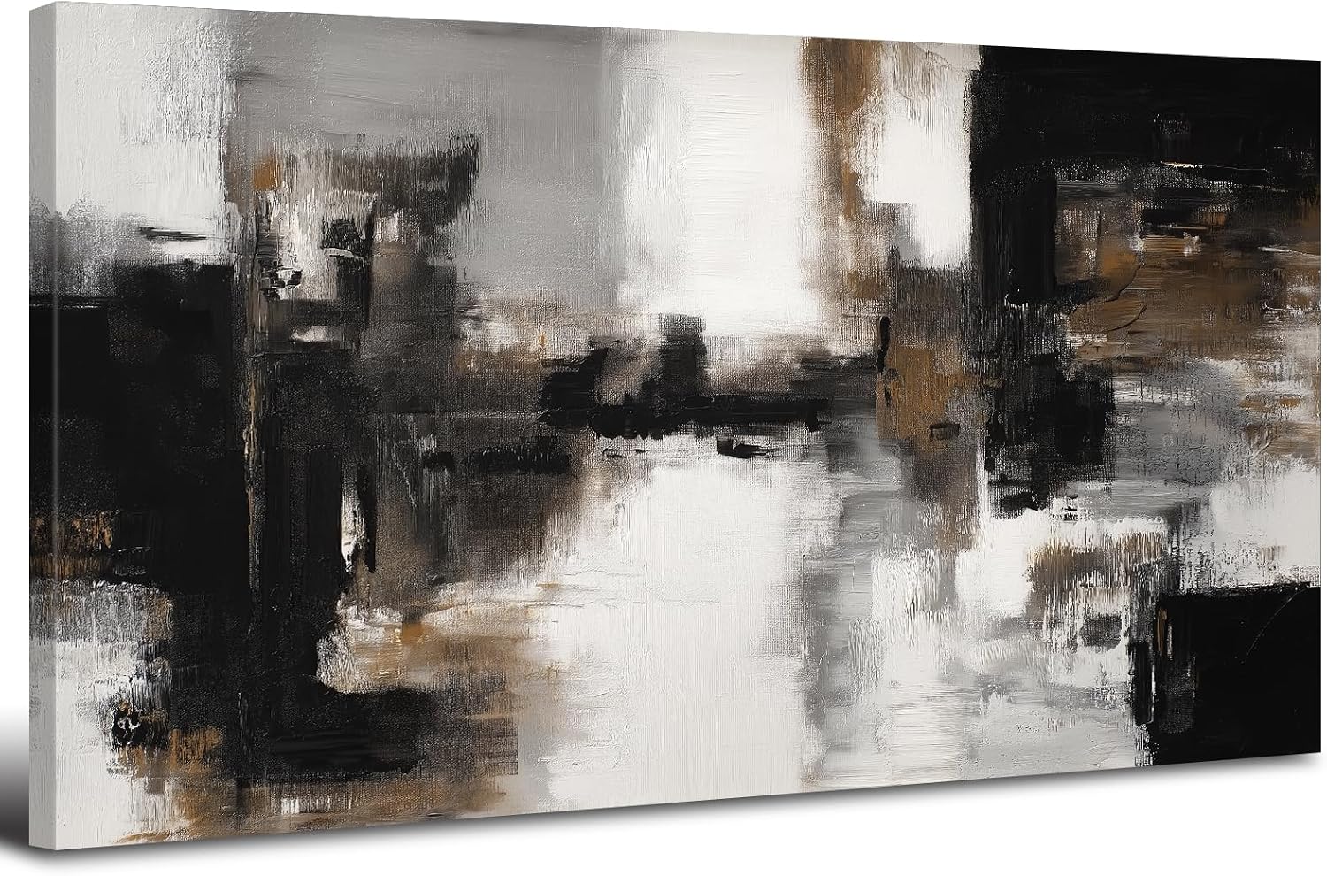 Extra Large Black and White Gray Abstract Canvas Wall Art Mid Century Modern Living Room Decor Abstract Black Grey Stroke Ink Painting Prints Poster Graffiti Artwork Home Office Decorations 75x147cm