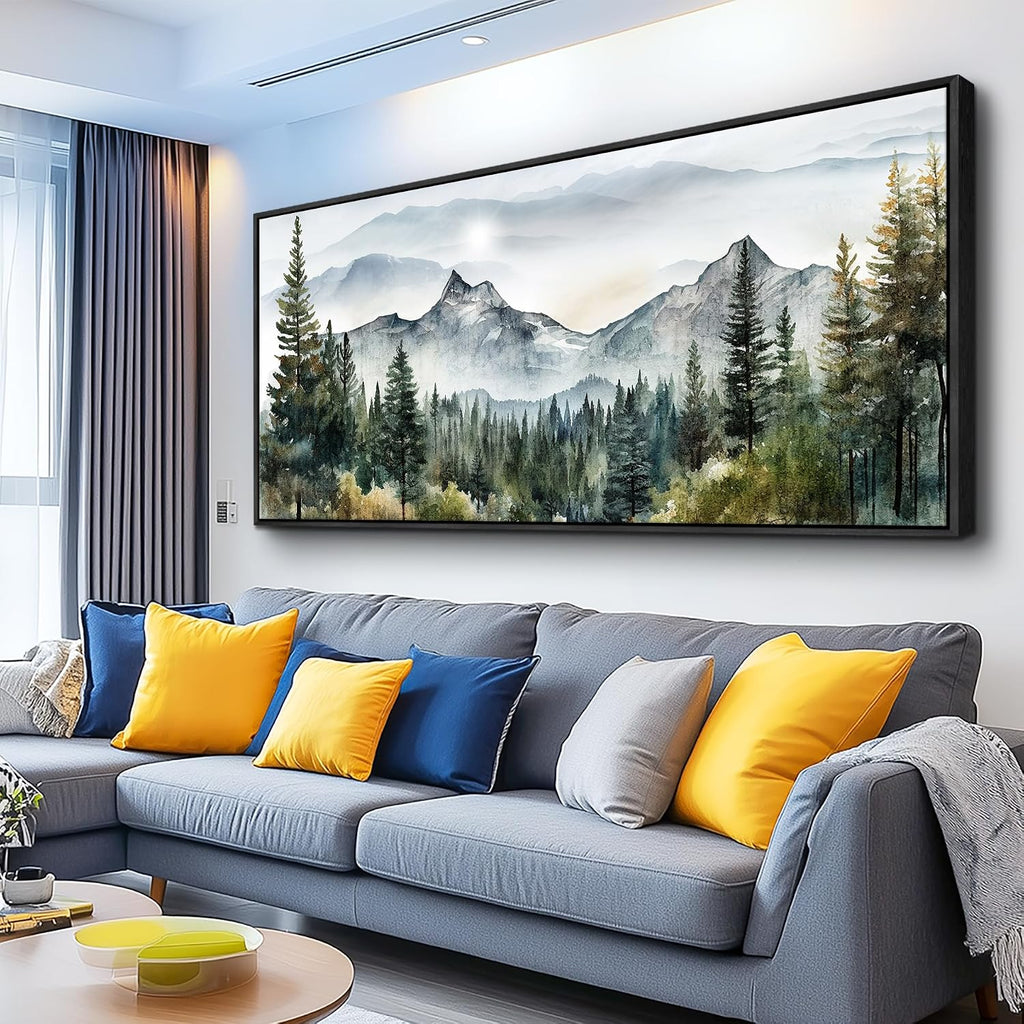 Wapluam Canvas Wall Art For Living Room, Large Framed Wall Decor For Bedroom Modern Office Wall Decorations Forest Landscape Paintings Farmhouse Mountain Pictures Artwork Room Home Aesthetic 32x72