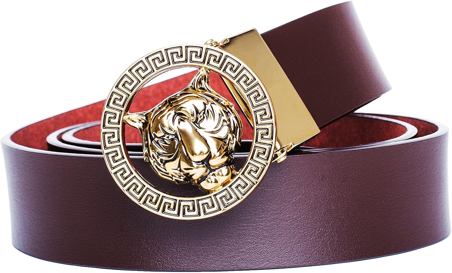 35 mm Luxury Genuine Leather Men's Belt Gold/Silver Tiger Buckle Classic Dress Casual Reversible Gift