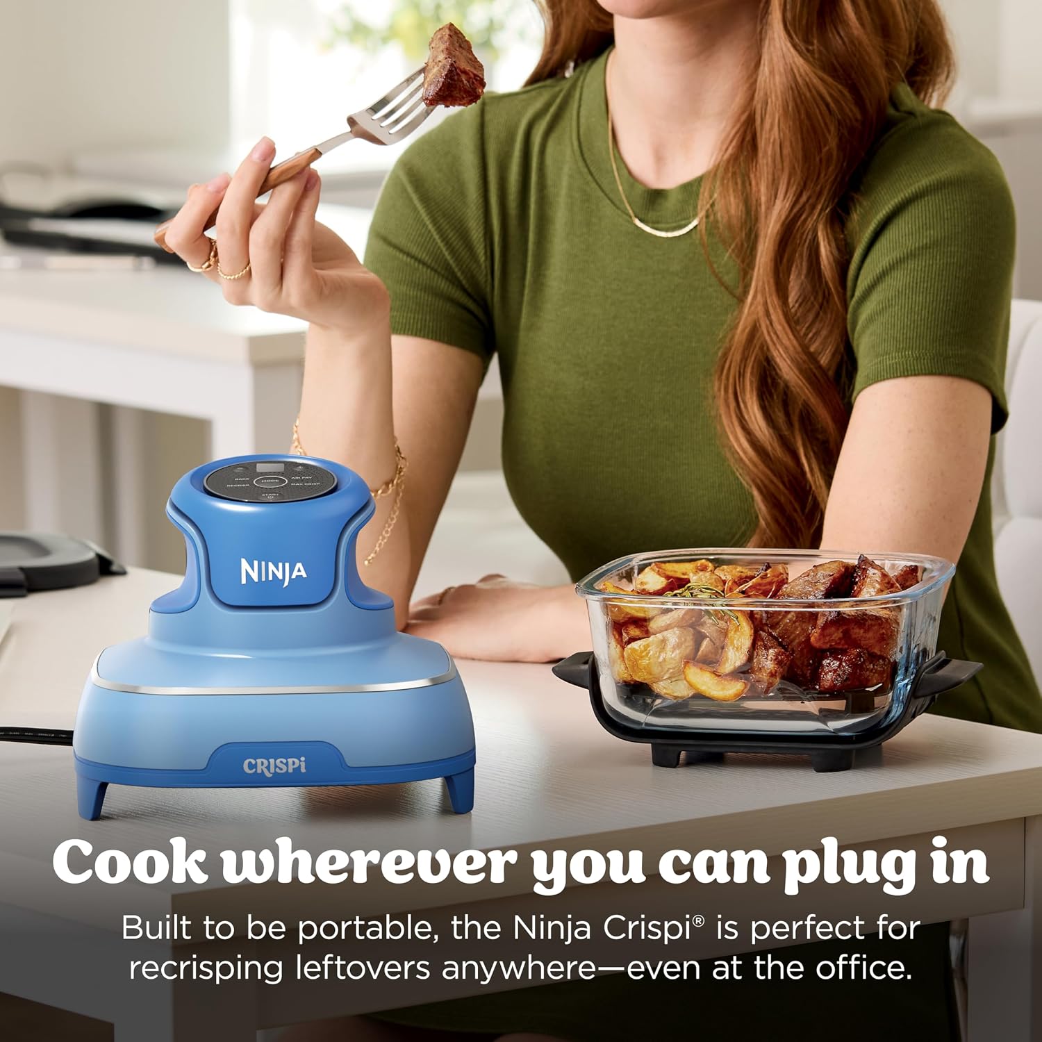 Ninja Crispi 4-in-1 Glass Air Fryer | 450°F | Non-Toxic | 4QT & 6-Cup Glass Containers w/Lids | Microwave, Freezer, Dishwasher Safe | Max Crisp, Air Fry, Bake, Recrisp | Electric Cobalt | FN101BL2