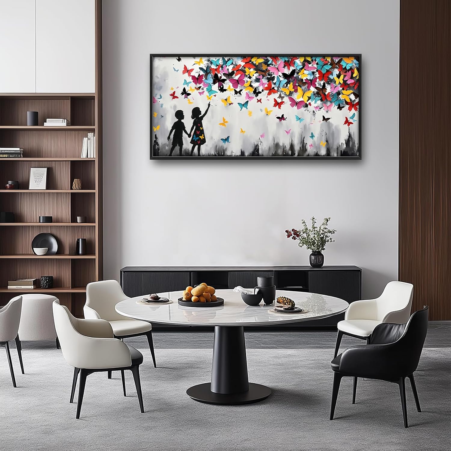 Banksy Large Wall Art for Living Room Colorful Graffiti Canvas Big Wall Decor Butterfly Street Pop Art Pictures Painting Framed Artwork Decorations for Bedroom Office Dining room Gifts 30'x60'