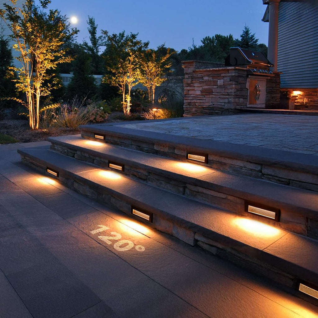 LEONLITE 12-Pack 5W/4W/3W Dimmable 5CCT Low Voltage LED Step Lights Outdoor, 9 Inch Exterior Step Lighting, 12-24V AC/DC Landscape Stair Riser Light, UL Listed, IP65, Oil Rubbed Bronze, Aluminum