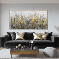 Framed Gold and Grey Abstract Flower Canvas Wall Art 24x48 Inch Textured Floral Painting Modern Decorative Artwork for Living Room Bedroom Office