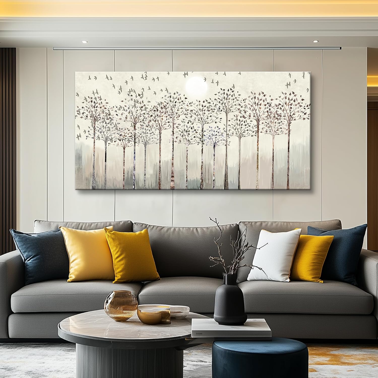 hyidecorart Large Canvas Wall Art For Living Room Decorations For Office Hotel Bedroom Wall Decor Trees And Birds Abstract Wall Paintings Canvas Prints Artworks Pictures Modern Home Decoration