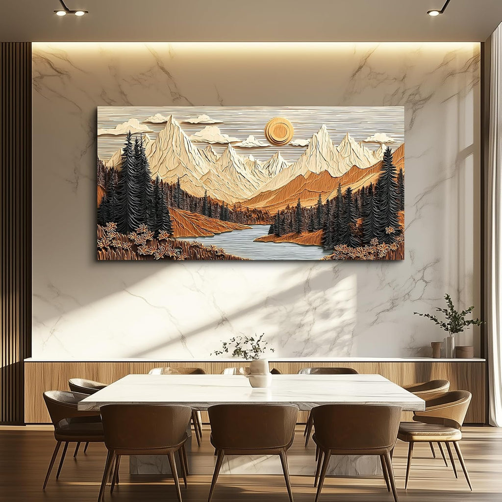 JUDASJART Canvas Wall Art For Living Room Large Wall Decor For Office Bedroom Decorations Mountain Lake Landscape Pictures Abstract Painting Artwork Room Wall Mural Aesthetic Home Decor 30x60 In