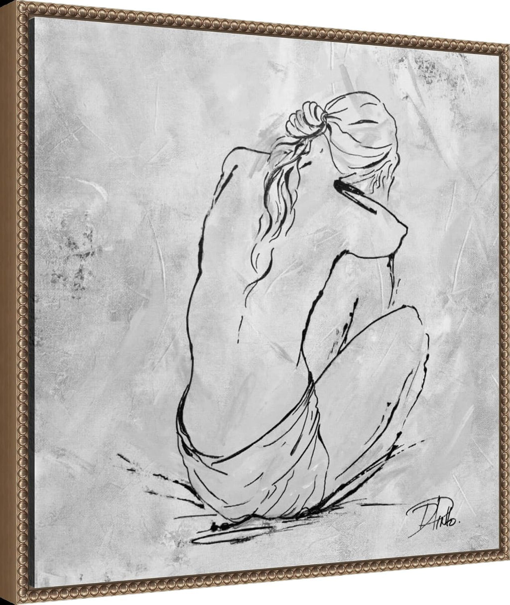 Amanti Art Framed Canvas Wall Art 22x22 Nude Sketch I by Patricia Pinto, Framed Wall Art Canvas, Abstract Artwork, Traditional Decor, Medium Poster Painting for Living Room, Bedroom, Bathroom,