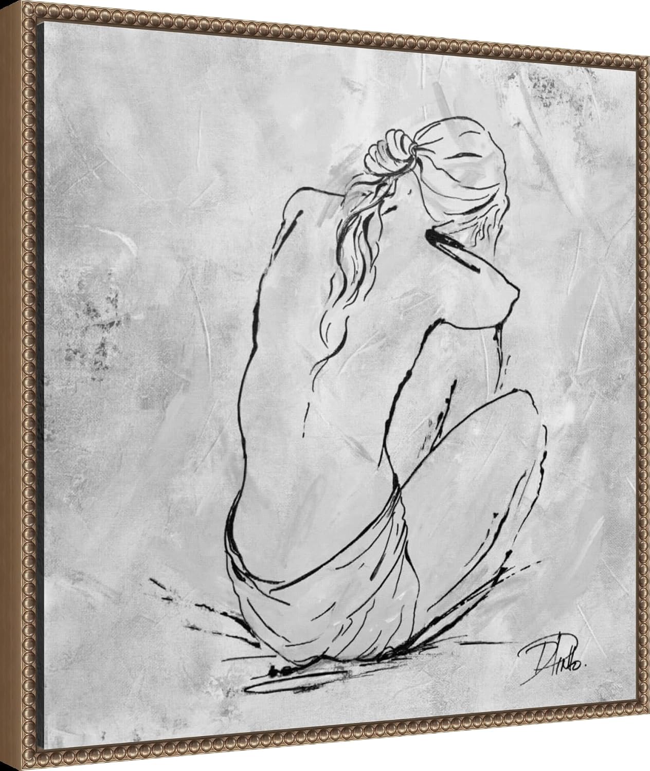 Amanti Art Framed Canvas Wall Art 22x22 Nude Sketch I by Patricia Pinto, Framed Wall Art Canvas, Abstract Artwork, Traditional Decor, Medium Poster Painting for Living Room, Bedroom, Bathroom,