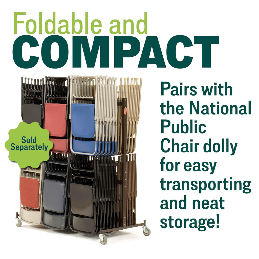 National Public Seating 2200 Series Steel Frame Upholstered Premium Fabric Seat and Back Folding Chair with Double Brace, 480 lbs Capacity, Model 2202 Graystone/Gray (Carton of 4)