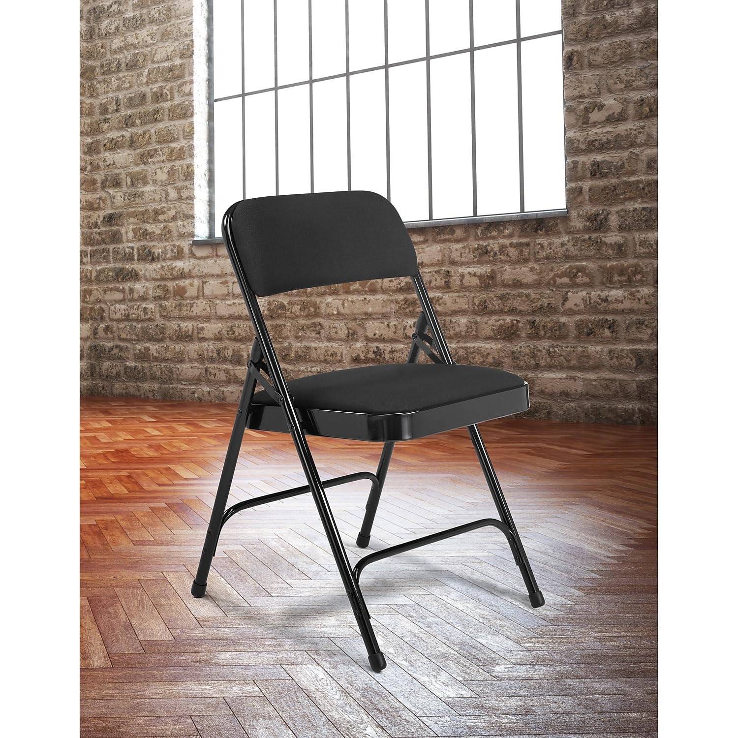 National Public Seating NPS 2200 Series Fabric Armless Premium Folding Chair, Midnight Black (2210/4)