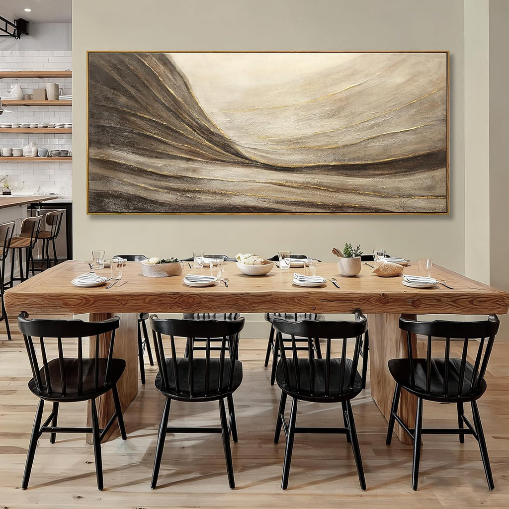WINKAILIN Brown And Gold Wave Minimalist Wall Decor Large Wall Art Rustic Abstract Oversized Posters Pictures Extra Large Contemporary Canvas for Living Room Entryway Decor 32x70 Inch