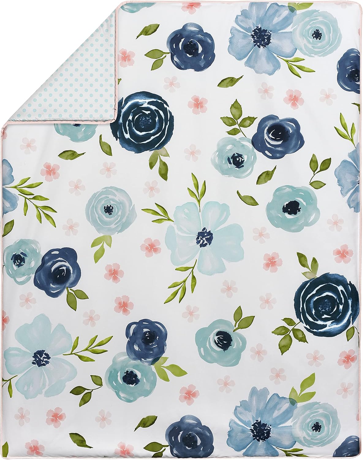 Sweet Jojo Designs Blush Pink Blue Boho Floral Girl Baby Crib Bedding Set Infant Nursery Room BreathableBaby Breathable Mesh Crib Liner Blanket Fitted Sheet Skirt 6p Bohemian Farmhouse Shabby Chic