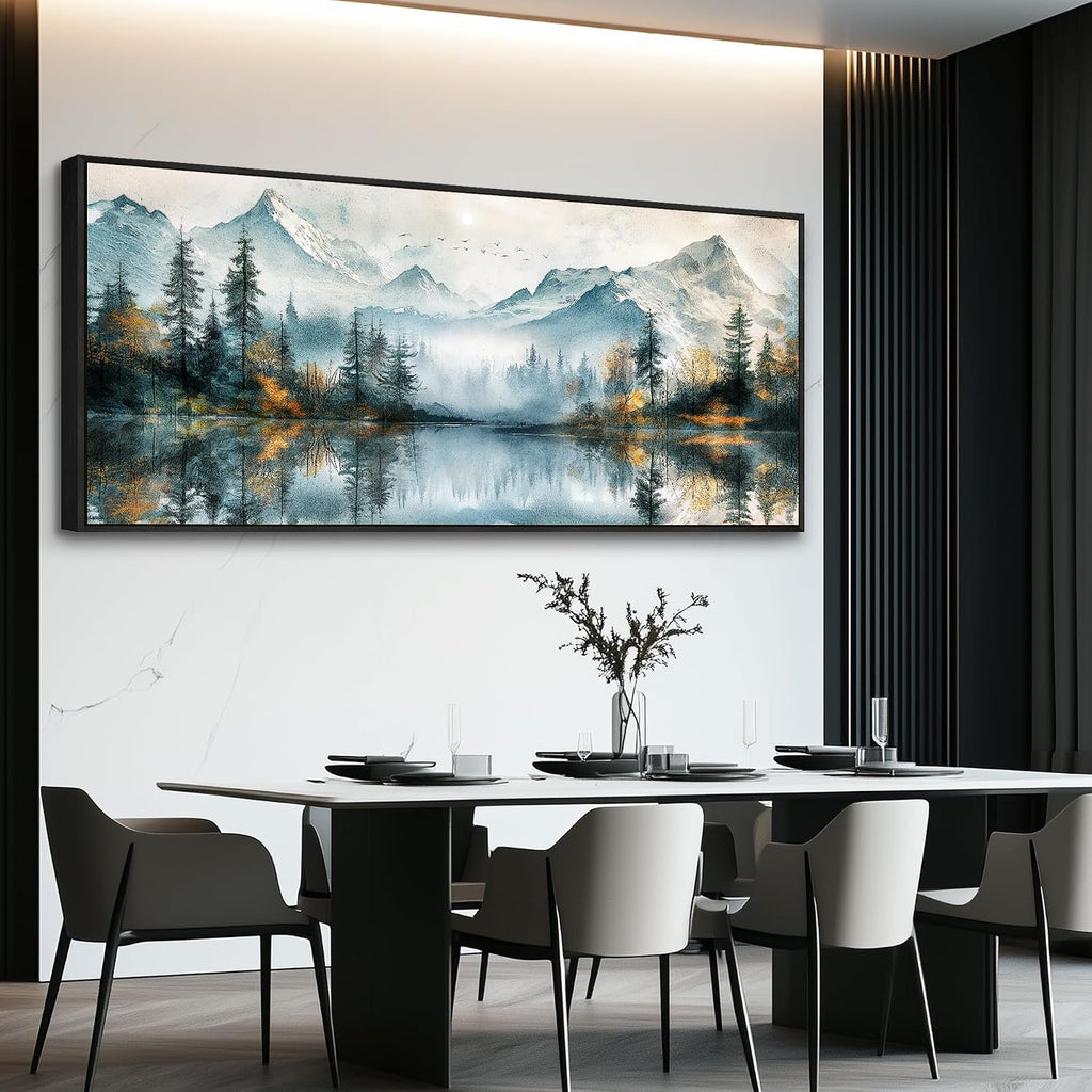 MHARTK66 Large Wall Art For Living Room Forest Trees Wall Decor Beach Pictures Mountain Landscape Canvas Prints Painting Modern Black Framed Home Decor Walls Artwork For Bedroom Office 72l X 32w
