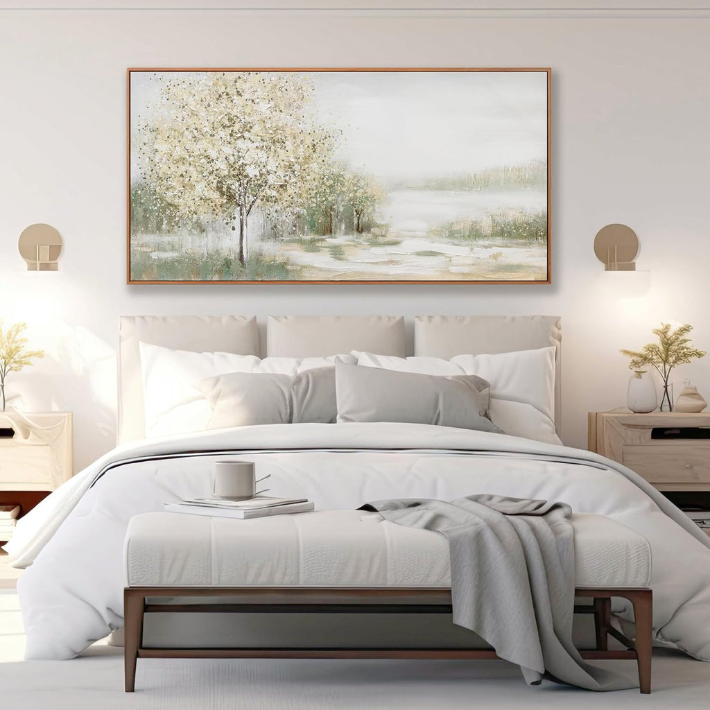 Canvas Wall Art Wall Decor Bedroom Pictures Decoration Spring Scene Nature Landscape Tree Plants Artwork Abstract Wall Art Large Size Modern Painting Framed Pictures For Living Room Home Kitchen Office 29' X 58'