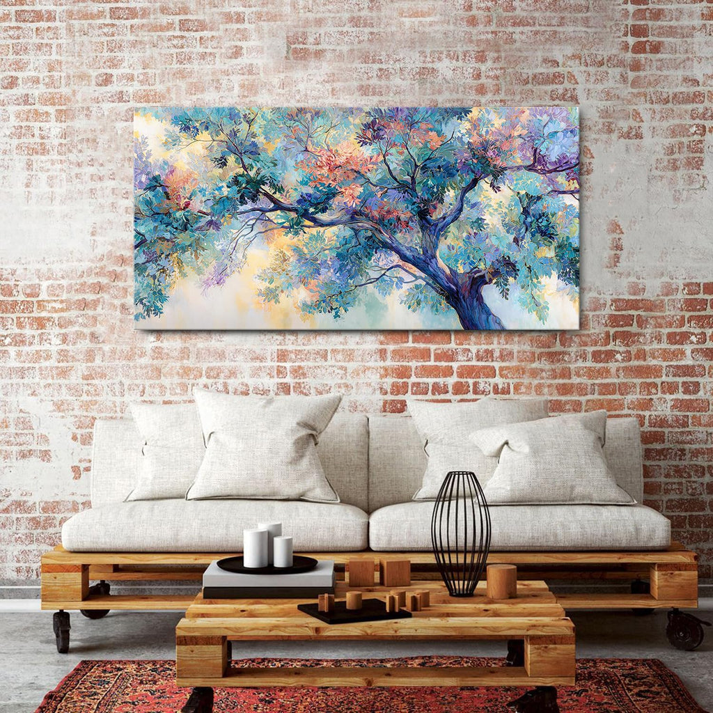 Abstract Tree Wall Art Colorful Tree of Life Wall Decor Nature Teal Green Trees Painting Canvas Prints Graffiti Botanical Pictures Posters Modern Artwork for Bedroom Living Room Home Decoration 30x57.8'
