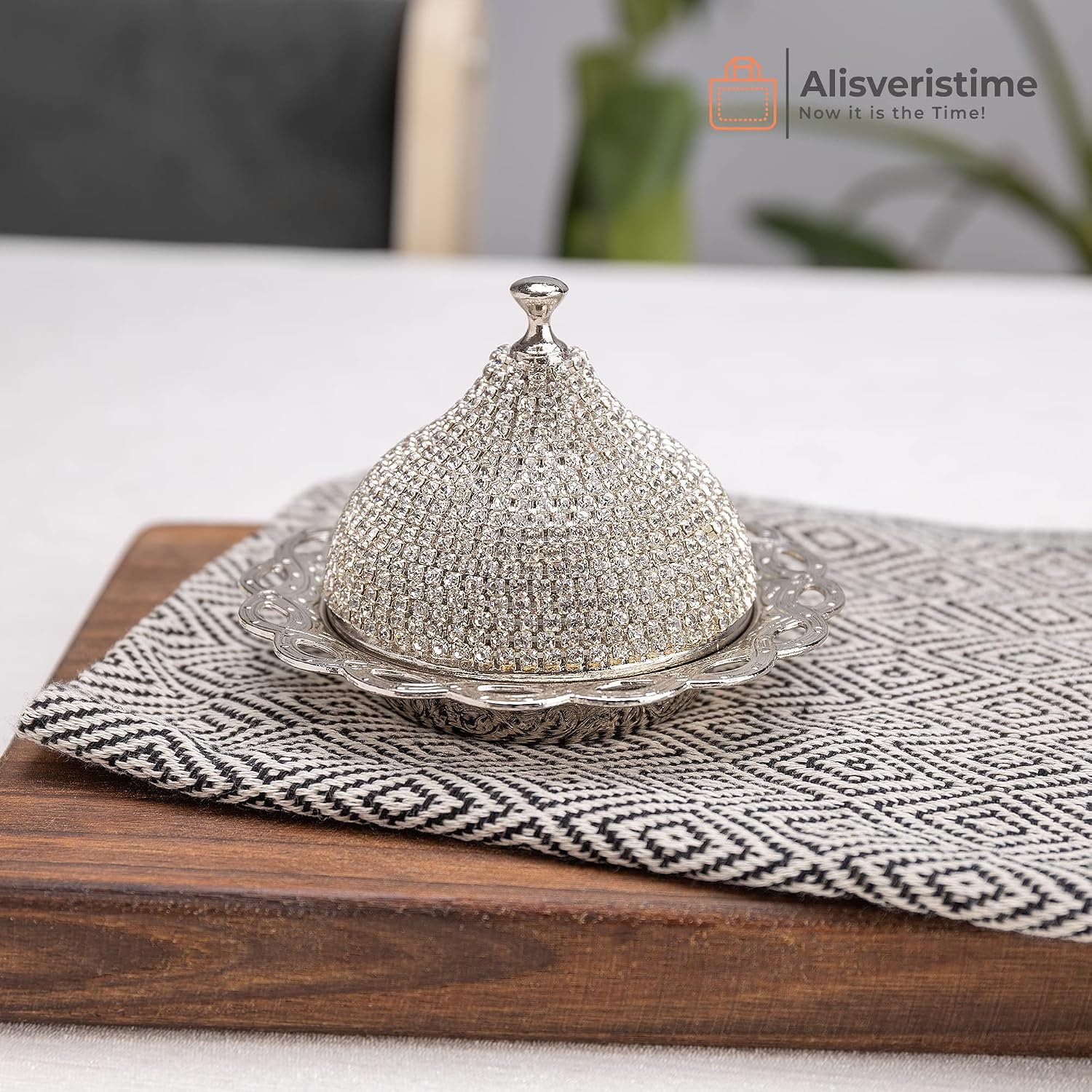 Alisveristime 27 Pc Ottoman Turkish Greek Arabic Coffee Espresso Serving Cup Saucer Crystal Set (Gelincik) - Handcrafted Traditional Set with Hilal Motifs (Silver)