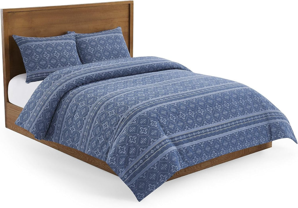 Pendleton 100% Cotton King Comforter Set – 3 Piece Comforter Set with 2 Pillow Shams, Blue Comforter with Geometric Design, Soft & Skin-Friendly Bedding Set (Four Corners) (King)
