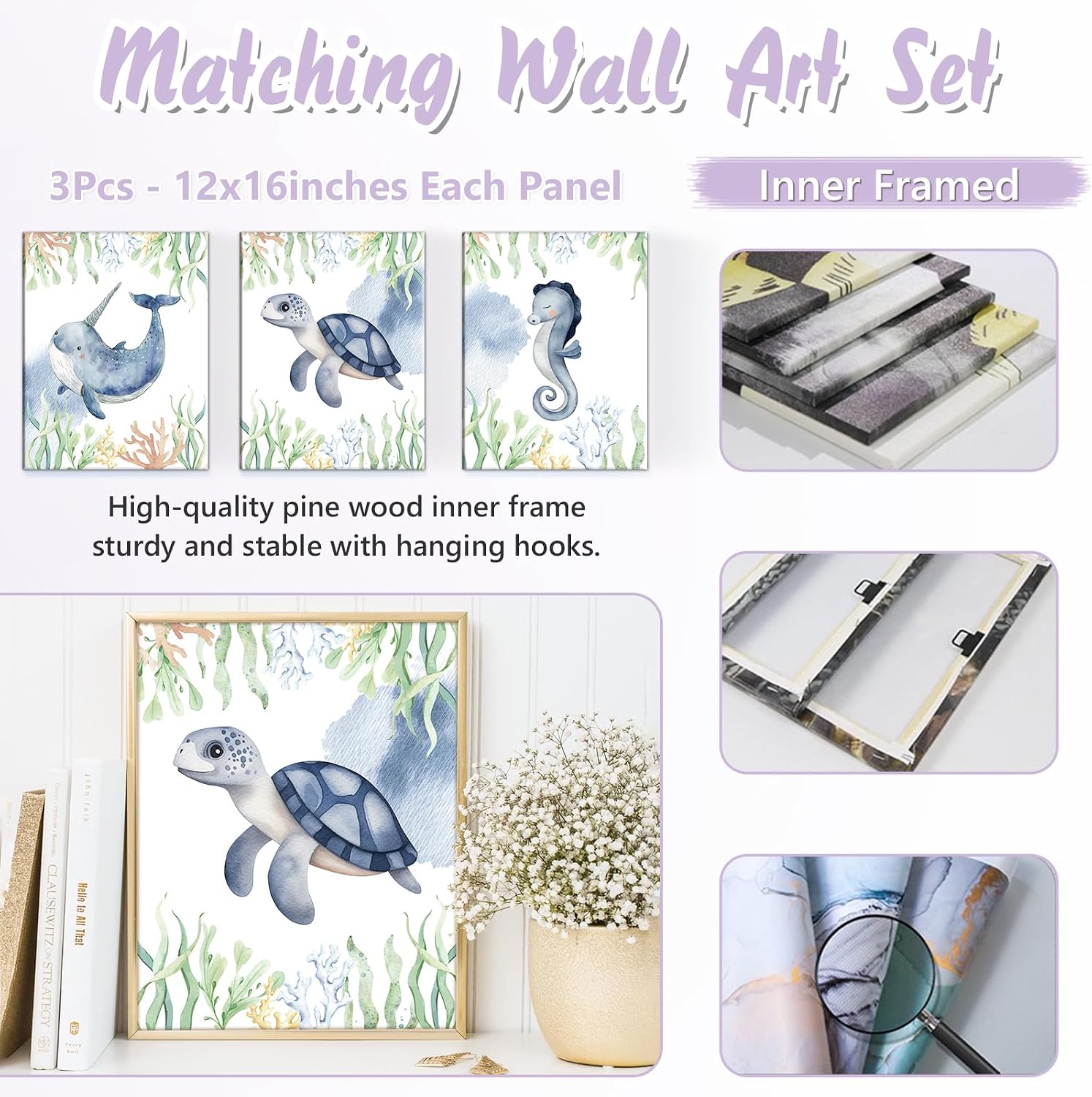 Custom Baby Crib Bedding Set, 5 PCS Personalized Name Baby Crib Sets for Girls Boys, Sea Animals Theme Nursery Bedding Sets for Infant Toddler, Double Layer Flannel Bed Set Customized Gifts