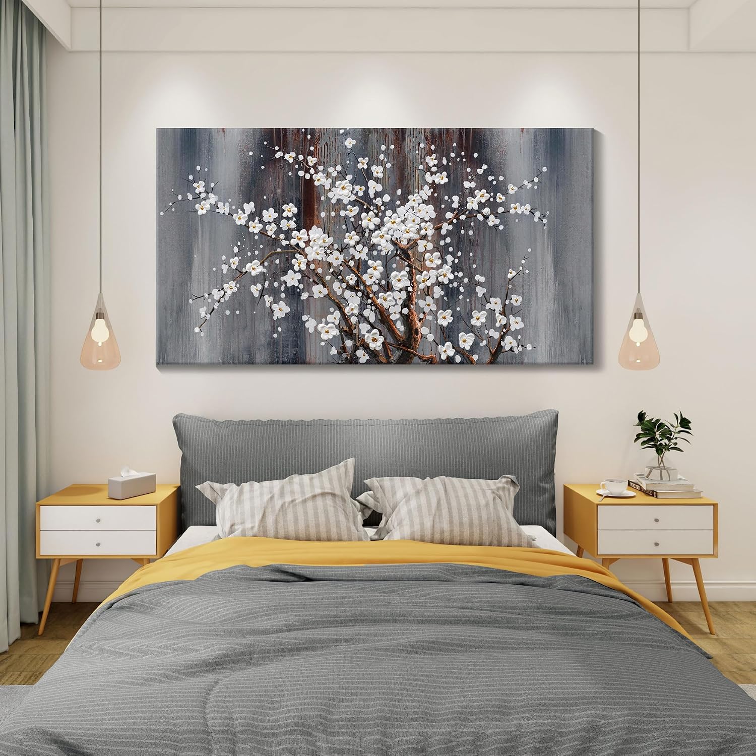 Large Canvas Wall Art Plum Blossom Wall Art Brown Wall Decor Living Room Bedroom Pictures for Wall Over Bed Framed Artwork for Wall Modern Canvas Paintings for Wall Decorations Office Decor 30×60