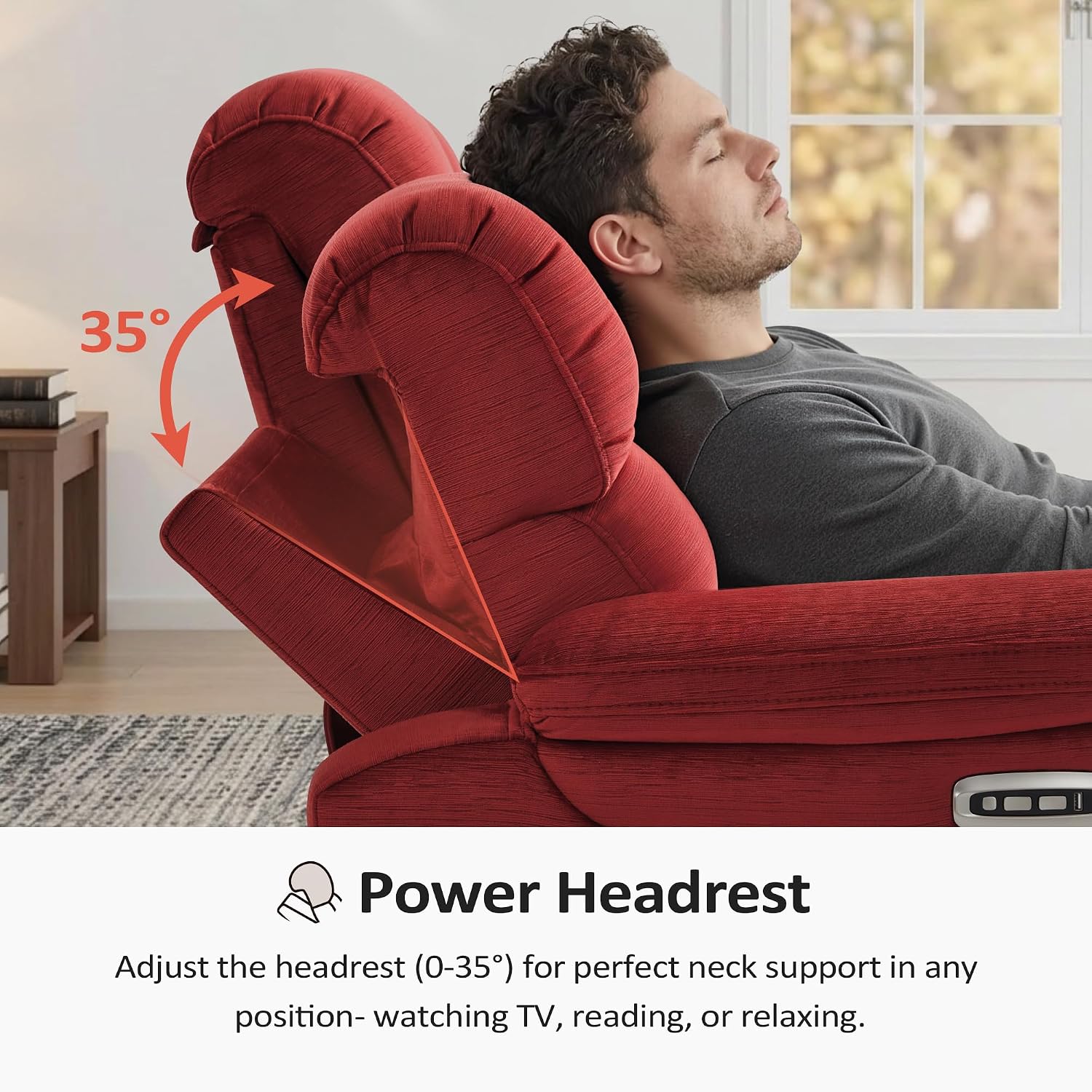 MCombo 87.2'' Wall Hugger Power Recliner Sofa with Drop Down Table, Reclining Sofa with Adjustable Headrest, USB Charge Ports, Reading Lamp, for Living Room, RVs, Fabric, ST258M3 (3-Seater, Burgundy)