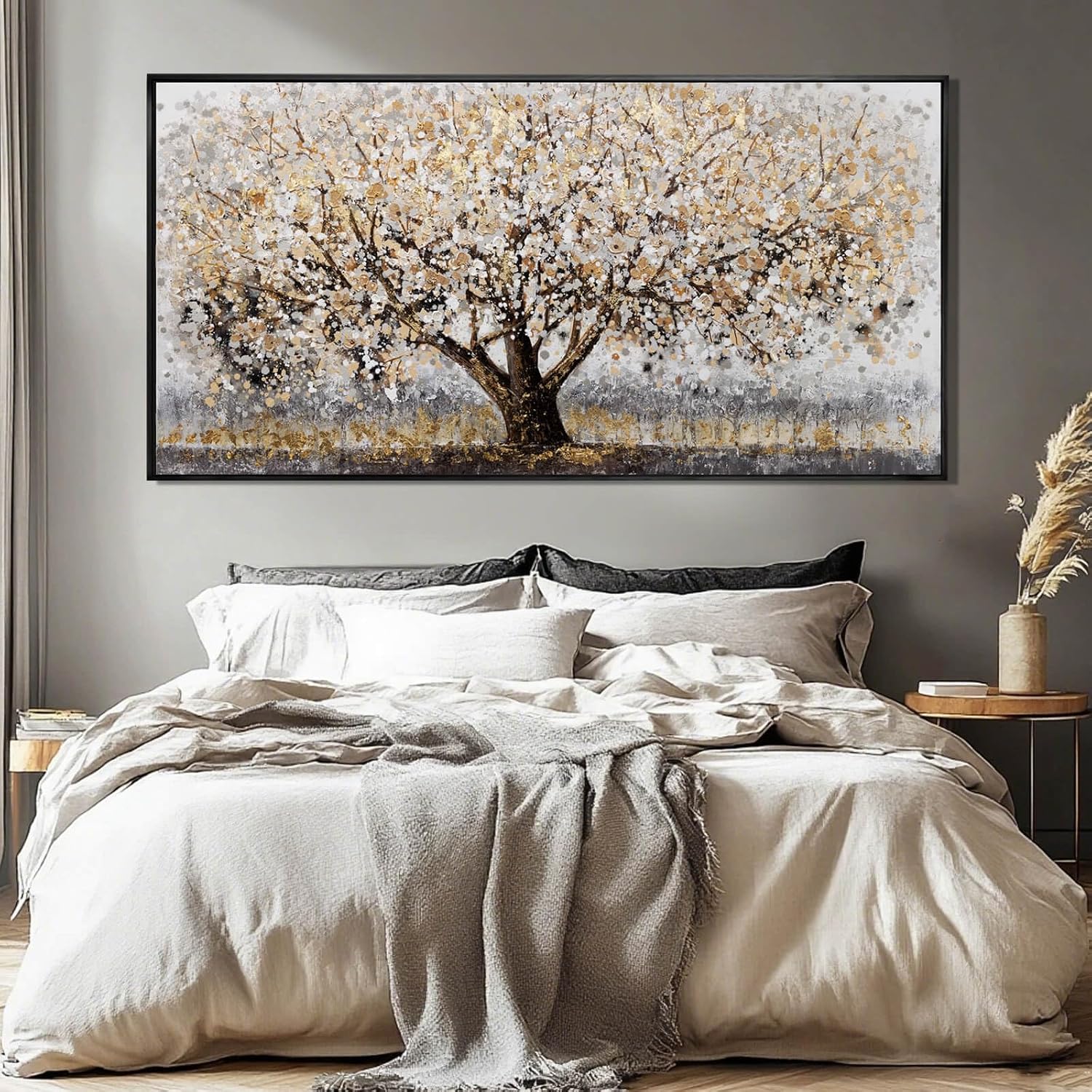 Brown and White Framed Wall Art Floral Wall Prints Botanical Wall Decor Nature Wall Posters 24'x48' Pictures for Bedroom Kitchen Artwork