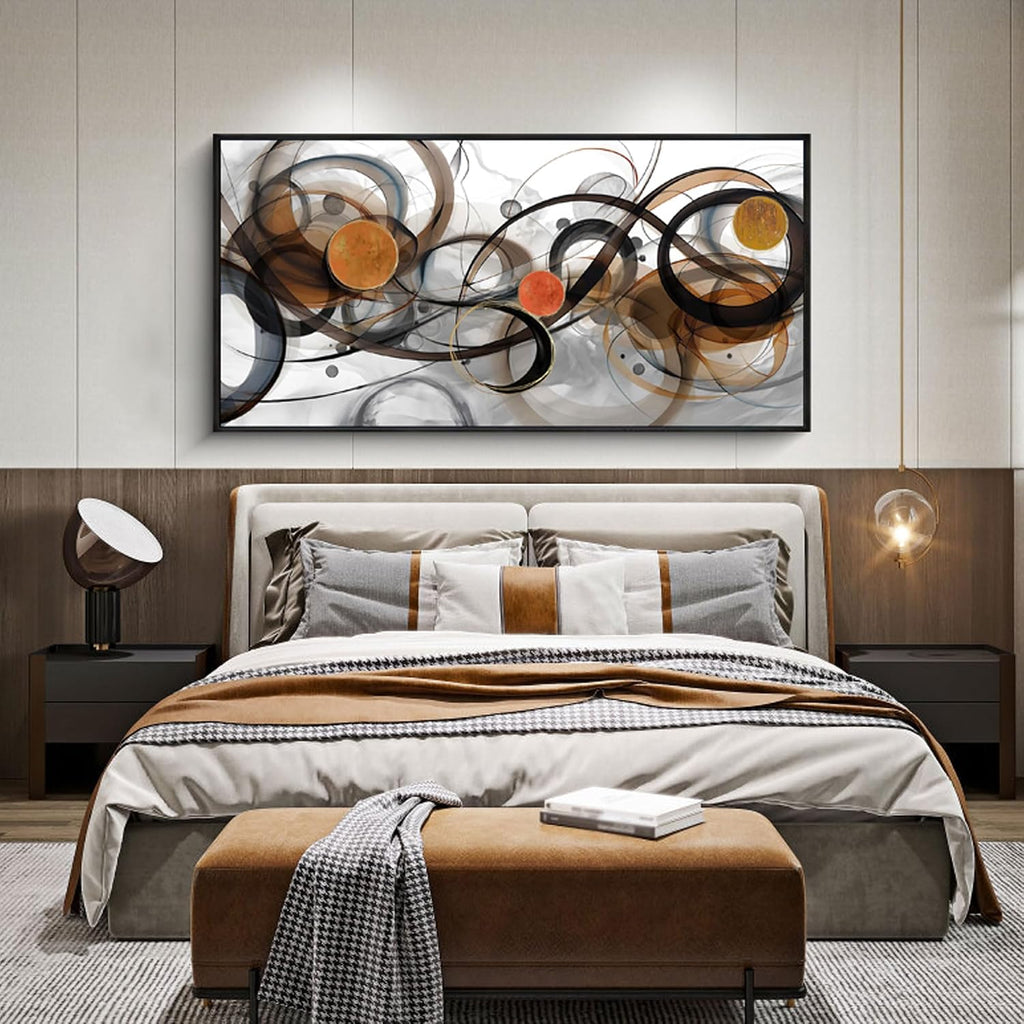 XLSJERST Large Wall Art for Living Room - Black and Gray Canvas Picture Framed Artwork for wall Modern Abstract Minimalist Paintings Oversize Wall Decor