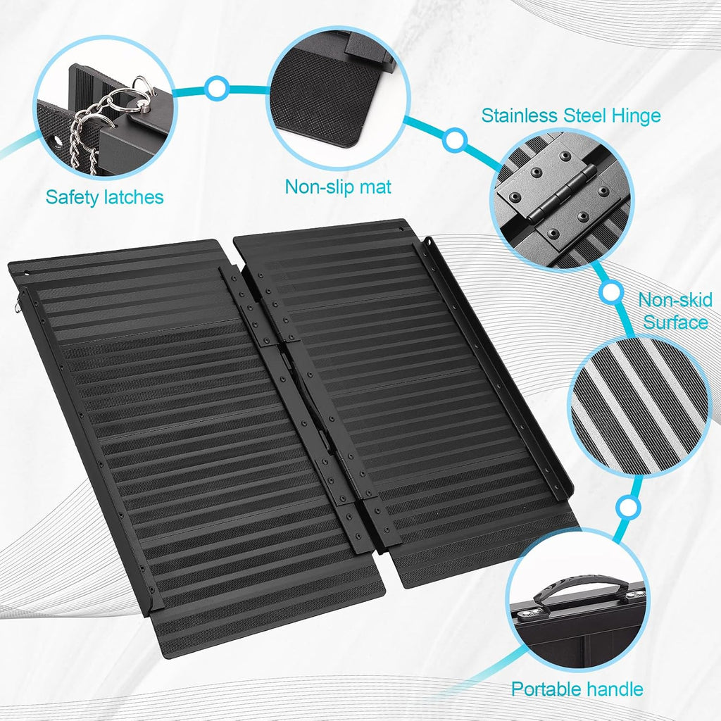 Portable Wheelchair Ramp 3ft, Non-Skid Aluminum Ramps for Wheelchairs for Home Steps, 800 LBS Capacity Handicap Ramp for Doorway, Homes, Threshold, Entry, Stairs 36' Lx 29.2' Wx2H