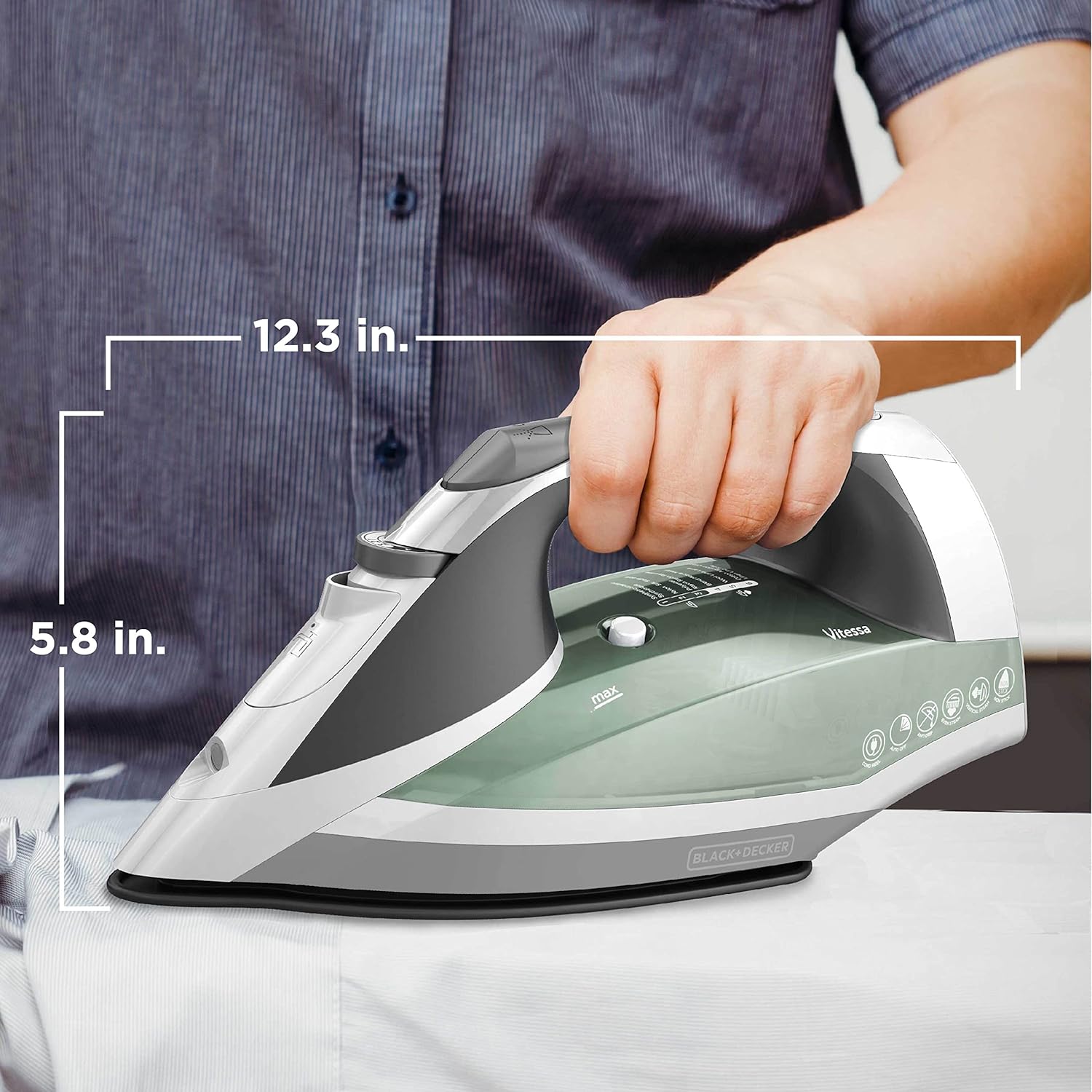 BLACK+DECKER Vitessa Advanced Steam Iron,ICR2020,Even Steam Nonstick Soleplate,Auto Shutoff,Tangle-Free Retractabel Cord,Green,(Pack of 3)