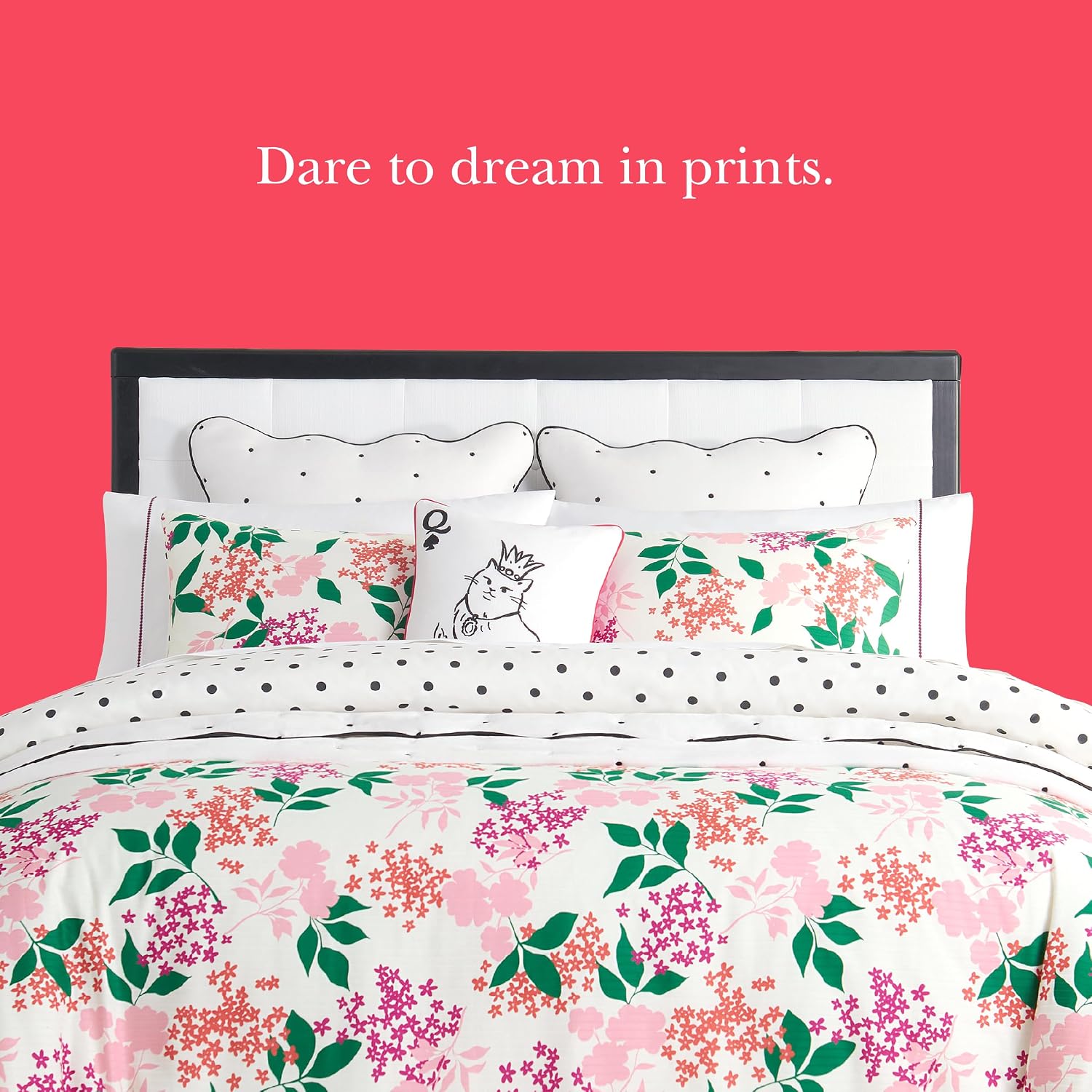 kate spade new york Bold Blossoms King Comforter Set, 300 Thread Count Cotton Reversible Cover, All Season 3 Piece Bedding, Machine Washable, Floral Multicolor