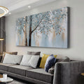 Tree Wall Art Bule Tree Painting Abstract Canvas Art Nature Artwork Framed for Living Room Bedroom Dinning Room Home Office Wall Decor 29'x58'